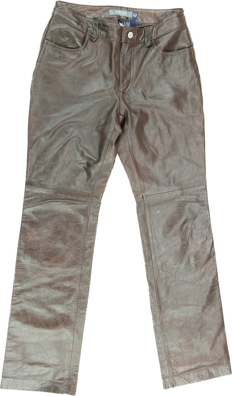 Vintage Women's Boot Cut Gap Brown Leather Y2K Retro Groovy Hippie Pants 28
